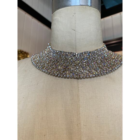 vintage style rhinestone choker statement necklace a b crystal cocktail new year - Picture 6 of 9